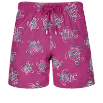 Men Swim Shorts Embroidered VBQ Turtles - Limited Edition Crimson purple front view