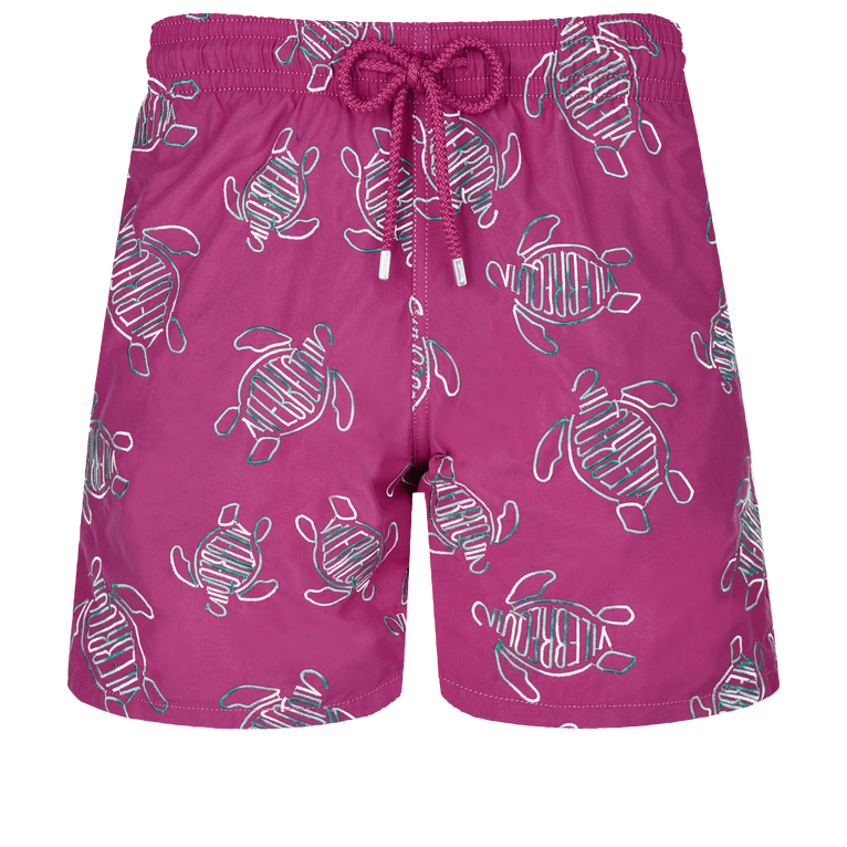 Men Swim Shorts Embroidered Vbq Turtles - Swimming Trunk - Mistral - Red