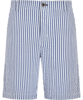 Bermuda chino en coton homme Seersucker Bleu jean vue de face