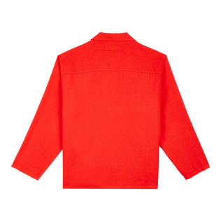 Men Linen Vareuse Shirt Solid Poppy red back view