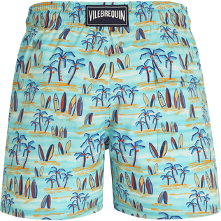 Bañador elástico con estampado Palms & Surfs para hombre de Vilebrequin x The Beach Boys Lazulii blue vista trasera