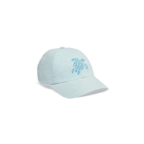 Unisex Linen Cap Solid Pacific front view