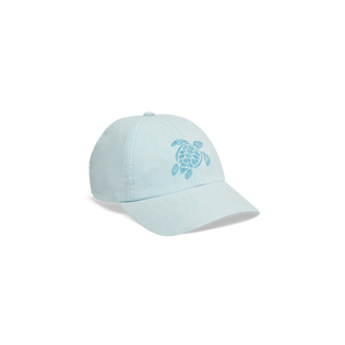 Unisex Linen Cap Solid Pacific front view