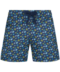 Jungen Klassische kurze Bedruckt - Ultraleichte und verstaubare Micro Tortues Rainbow Badeshorts für Jungen, Marineblau Vorderansicht