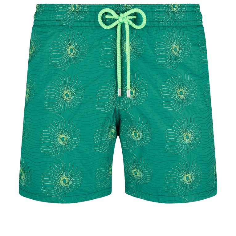Men Swim Shorts Embroidered Hypno Shell - Swimming Trunk - Mistral - Green