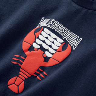 Camiseta de algodón orgánico con estampado Graphic Lobsters para niño Azul marino detalles vista 1