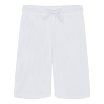 中性纯色毛圈布百慕大短裤 White 正面图