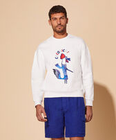 Men Sweatshirt Embroidered Cocorico ! White front worn view