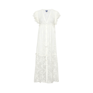 女士 Starfish 长款透明真丝连衣裙 Off white 正面图