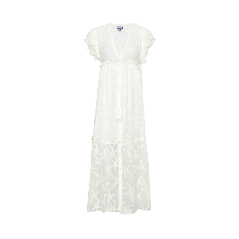 Vilebrequin Women Long Transparent Silk Starfish Dress - Bilitis - White - Size S