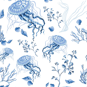 女士 Medusa and Shells 人字拖 White 打印
