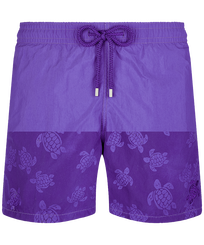 Men Swim Trunks Water-reactive Ronde De Tortues Purple blue front view