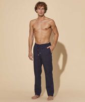 Pantalon en jean et laine homme Dark denim w1 vue portée de face