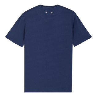 Camiseta de algodón orgánico de color liso para hombre Azul marino vista trasera
