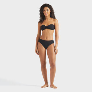 Bas de maillot de bain culotte midi femme uni Noir vue portée de face
