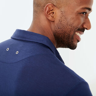 Camisa de punto Tencel de color liso para hombre Azul marino detalles vista 1