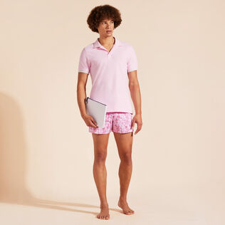 Men Cotton Polo Solid Marshmallow details view 1