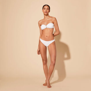 Culotte bikini donna tinta unita Bianco vista frontale indossata