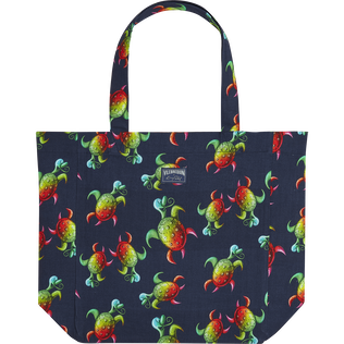 Tote bag Tortues Rainbow Multicolor - Vilebrequin x Kenny Scharf Navy front view