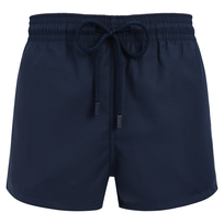 Micro Carreaux –  Vilebrequin x The Woolmark Company Badeshorts für Herren aus Wolle Marineblau Vorderansicht