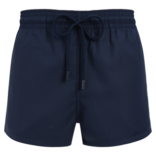 Micro Carreaux –  Vilebrequin x The Woolmark Company Badeshorts für Herren aus Wolle Marineblau Vorderansicht