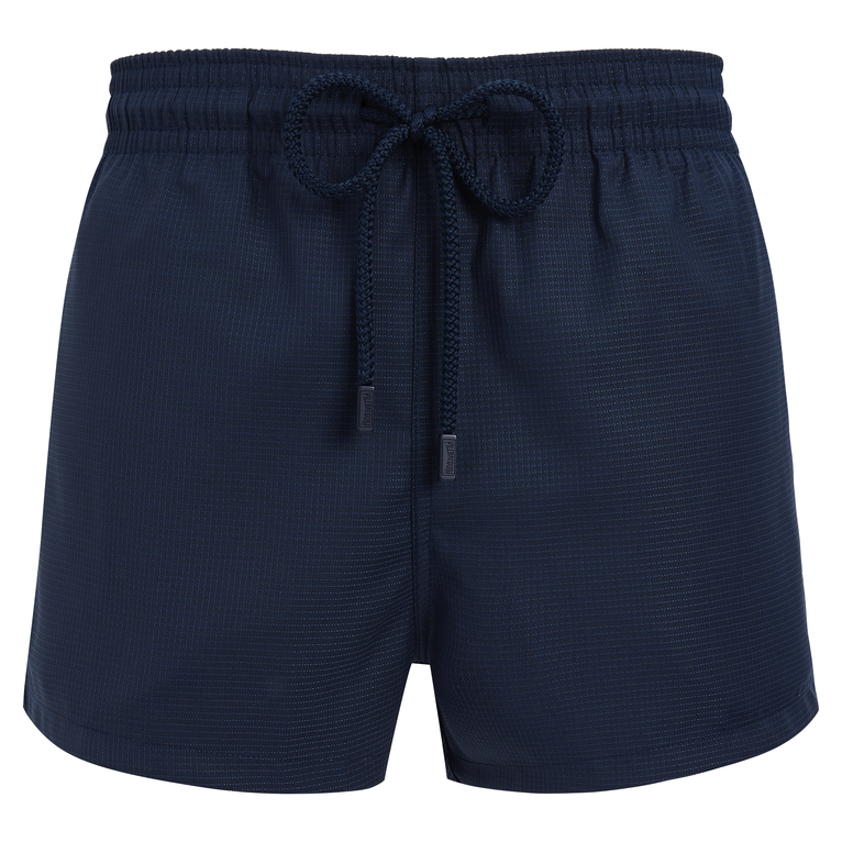 Men Short Merino Wool Swimwear Micro Carreaux - Vilebrequin X The Woolmark Company - Swimming Trunk - Milton - Blue - Size XXXL - Vilebrequin