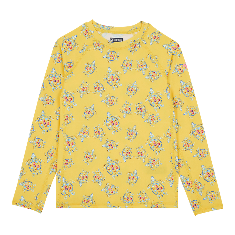 Camiseta De Baño Con Protección Solar Y Estampado Vendôme Turtles Para Niños - Camisa Anti Uv - Glaw - Amarillo
