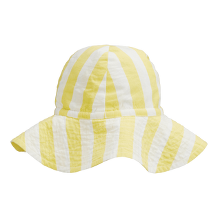 Girls Large Stripes Cotton Hat Sunflower back view