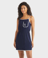 Vestito donna a canotta in spugna VBQ Line Blu marine vista frontale indossata