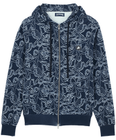 Poulpes Bicolores Kapuzen-Sweatshirt mit durchgängigem Reißverschluss für Herren Marineblau Vorderansicht