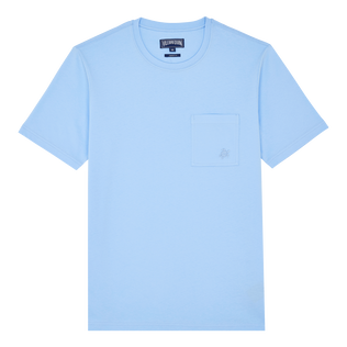 Camiseta de algodón orgánico de color liso para hombre Flax flower vista frontal