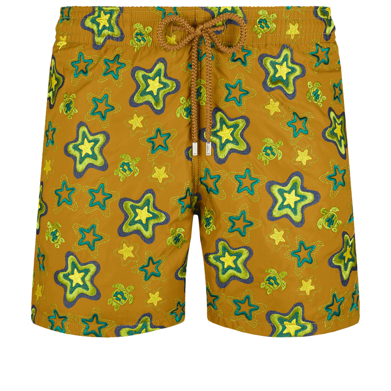 Men Swim Shorts Embroidered Stars Gift - Swimming Trunk - Mistral - Beige