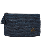 Raffia Unisex Beach Pouch Navy front view