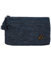 Bolsa de playa unisex de rafia Azul marino vista frontal