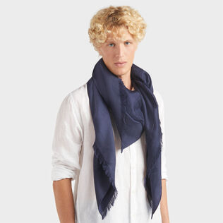 Ronde des Tortues Scarf Navy front worn view