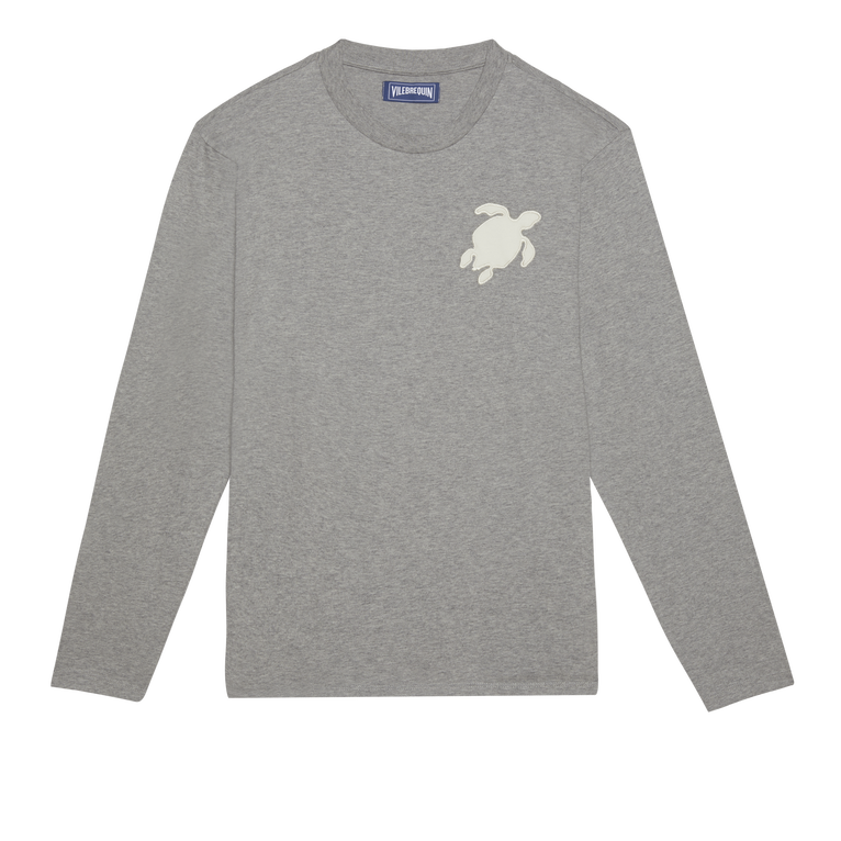 Men Long Sleeves Cotton T-shirt Turtle Patch - Tee Shirt - Ales - Grey - Size XXXL - Vilebrequin