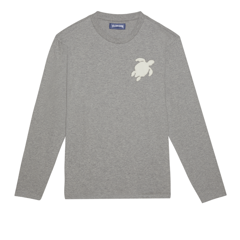 Men Long Sleeves Cotton T-shirt Turtle Patch - Ales - Grey - Size XXL - Vilebrequin