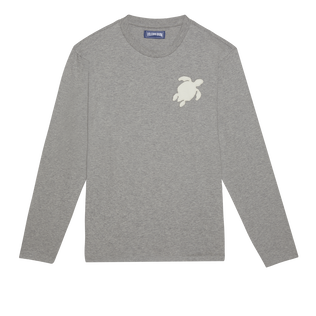 Langärmeliges Turtle Patch T-Shirt aus Baumwolle für Herren Graumeliert Vorderansicht
