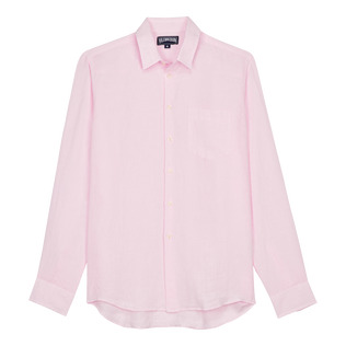 Camicia uomo in lino tinta unita Ballet shoe vista frontale