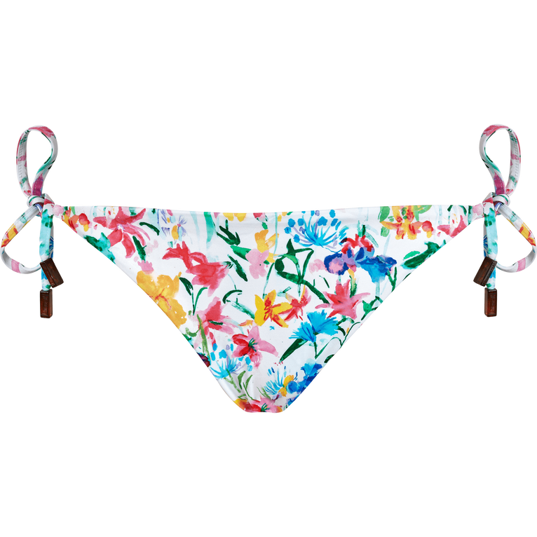 Women Mini Brief Bikini Bottom Happy Flowers - Swimming Trunk - Flore - White - Size M - Vilebrequin