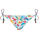 Braguita de bikini de corte brasileño con estampado Happy Flowers para mujer Blanco vista frontal