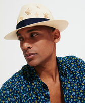 Cappello in paglia uomo - Vilebrequin x Borsalino Sabbia vista frontale indossata