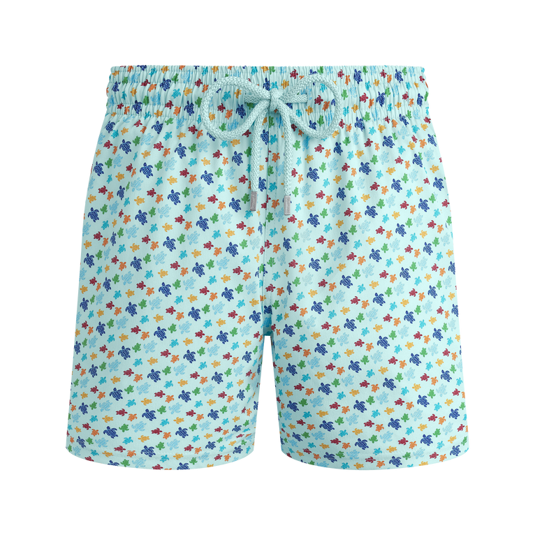 Vilebrequin Men Stretch Short Swim Shorts Micro Ronde Des Tortues Rainbow - Moorise - Blue - Size L