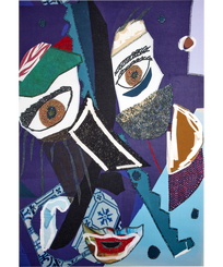 Pareo donna in voile di cotone Envoûtement - Vilebrequin x Deux Femmes Noires Purple blue vista frontale