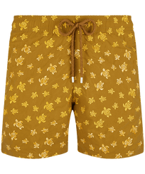 Men Embroidered Embroidered - Men Embroidered Swim Trunks Micro Ronde Des Tortues - Limited Edition, Bark front view