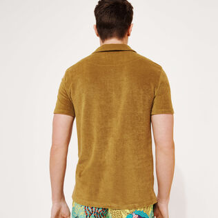 Polo de color liso en tejido jacquard para hombre Corteza detalles vista 1