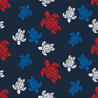 男士 Tortues Multicolores 弹力游泳短裤 Navy 打印