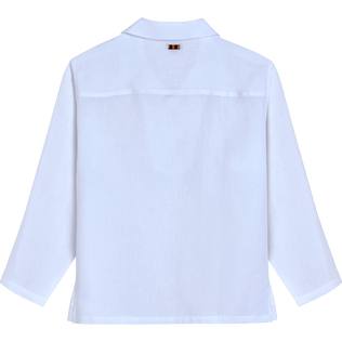 Camisa marinera en lino de color liso unisex de Vilebrequin x Inès de la Fressange Blanco vista trasera