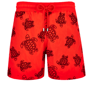 男士 Ronde Des Tortues 植绒泳裤 Poppy red 正面图