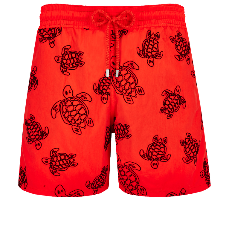 Bañador Con Estampado Aterciopelado Ronde Des Tortues Para Hombre - Traje De Baño - Moorea - Rojo